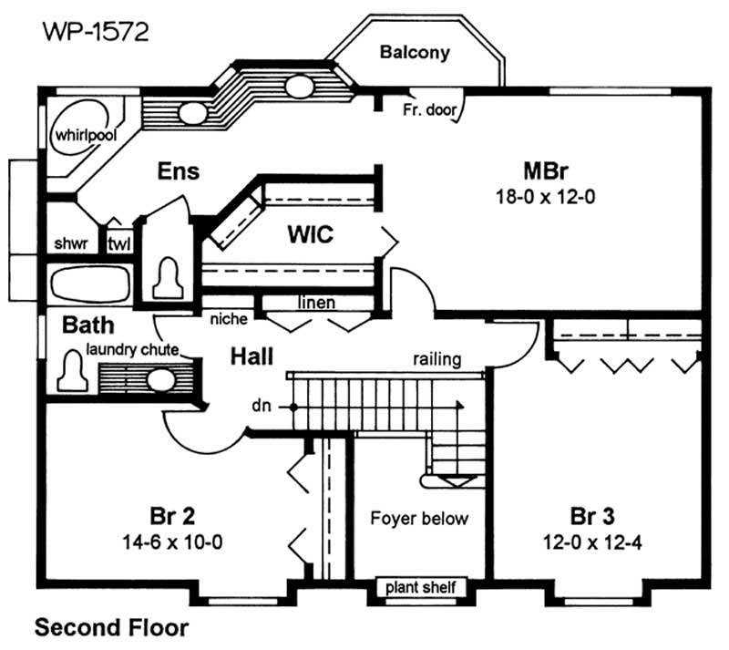 Floor Plan Second Story of Cape Cod Plan #177-1037