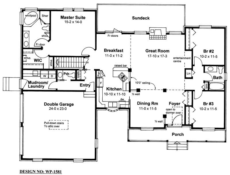 Floor Plan First Story of Cape Cod Plan #177-1038
