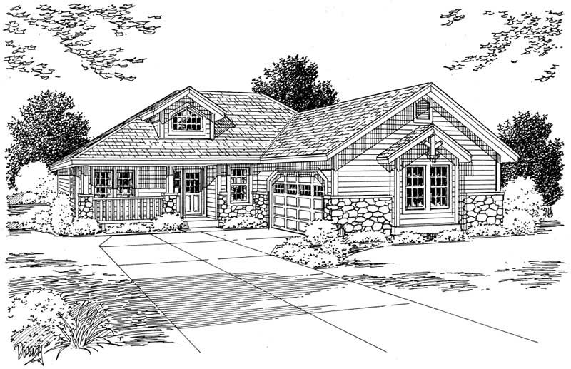 Home Plan Front Elevation of this 3-Bedroom,1546 Sq Ft Plan -177-1039