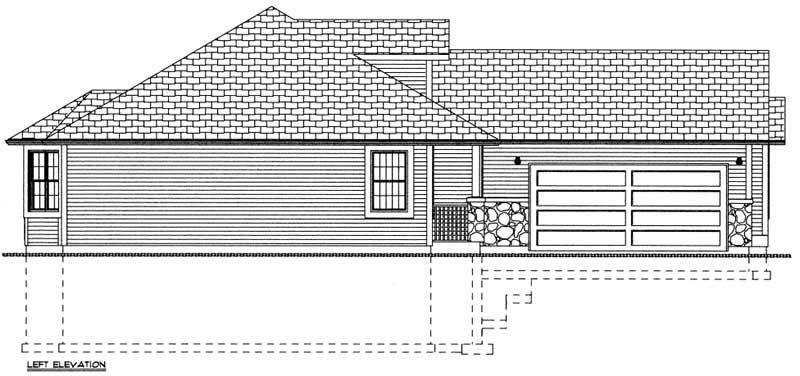 Home Plan Left Elevation of this 3-Bedroom,1546 Sq Ft Plan -177-1039