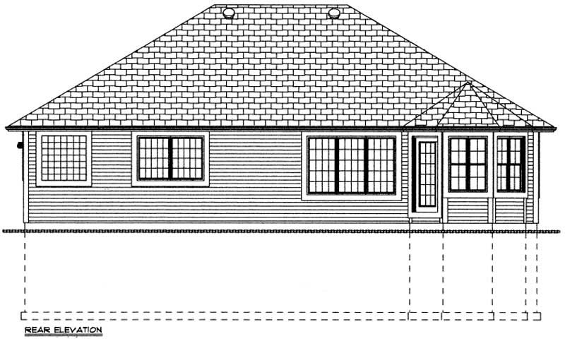 Home Plan Rear Elevation of this 3-Bedroom,1546 Sq Ft Plan -177-1039