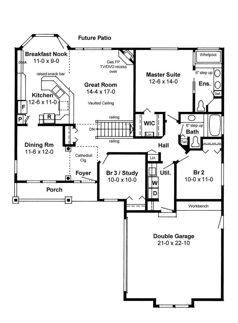 Floor Plan First Story of Bungalow Plan #177-1039