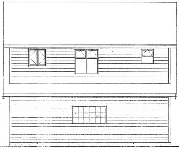 Home Plan Rear Elevation of this 1-Bedroom,654 Sq Ft Plan -177-1040