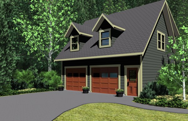 Front elevation of Garage w/Apartments home (ThePlanCollection: House Plan #177-1040)