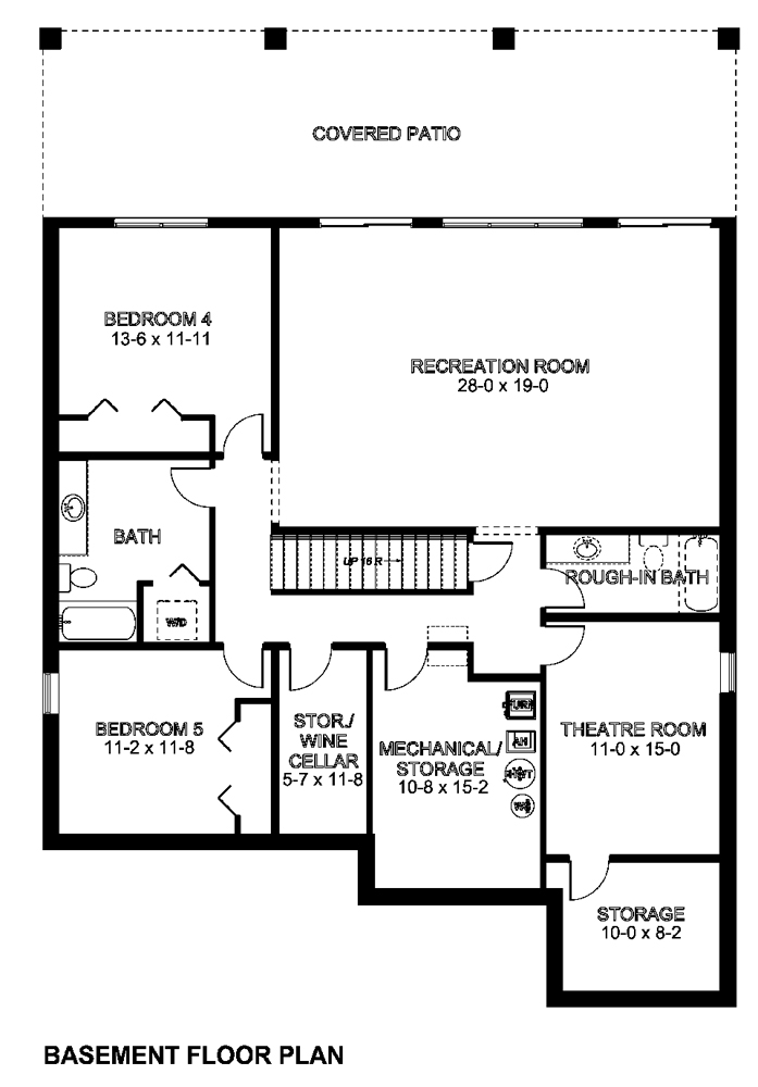 Floor Plan Basement of Mediterranean Plan #177-1041