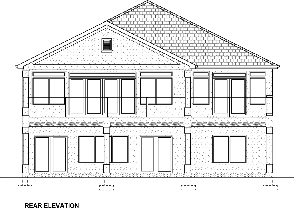 Home Plan Rear Elevation of this 5-Bedroom,3850 Sq Ft Plan -177-1041