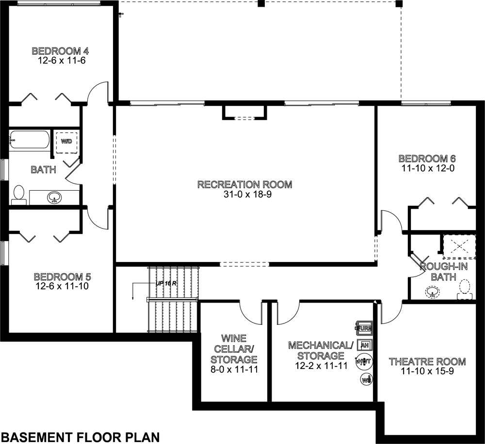 Floor Plan Basement of Mediterranean Plan #177-1042