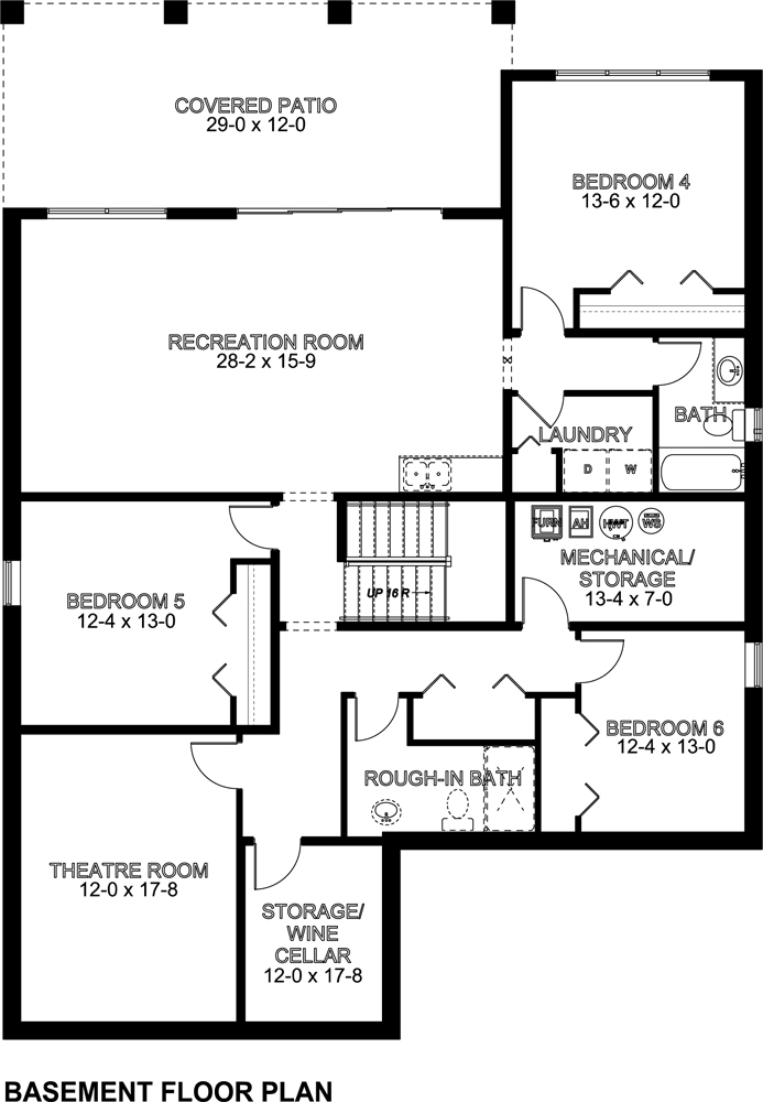 Floor Plan Basement of Mediterranean Plan #177-1043
