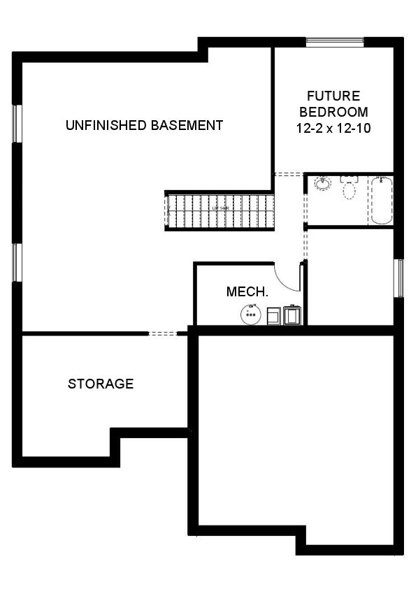 Floor Plan Basement of Craftsman Plan #177-1044