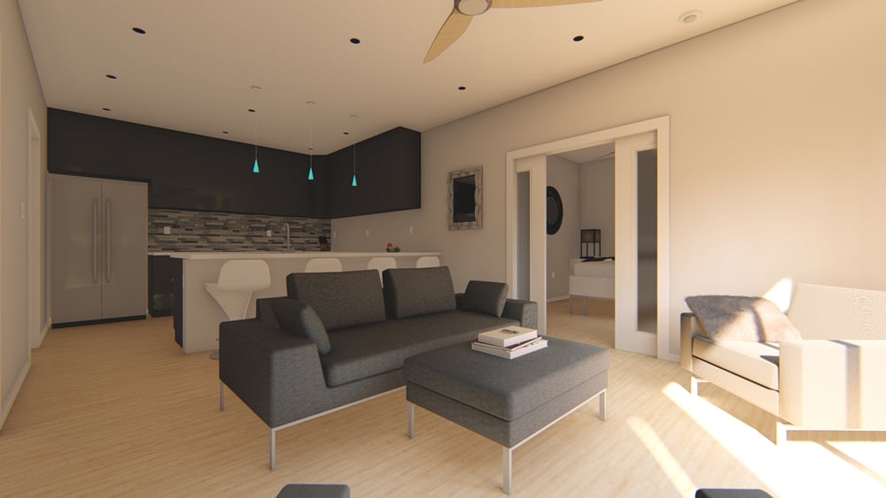 Great Room of this 1-Bedroom, 796 Sq Ft Plan - 177-1045