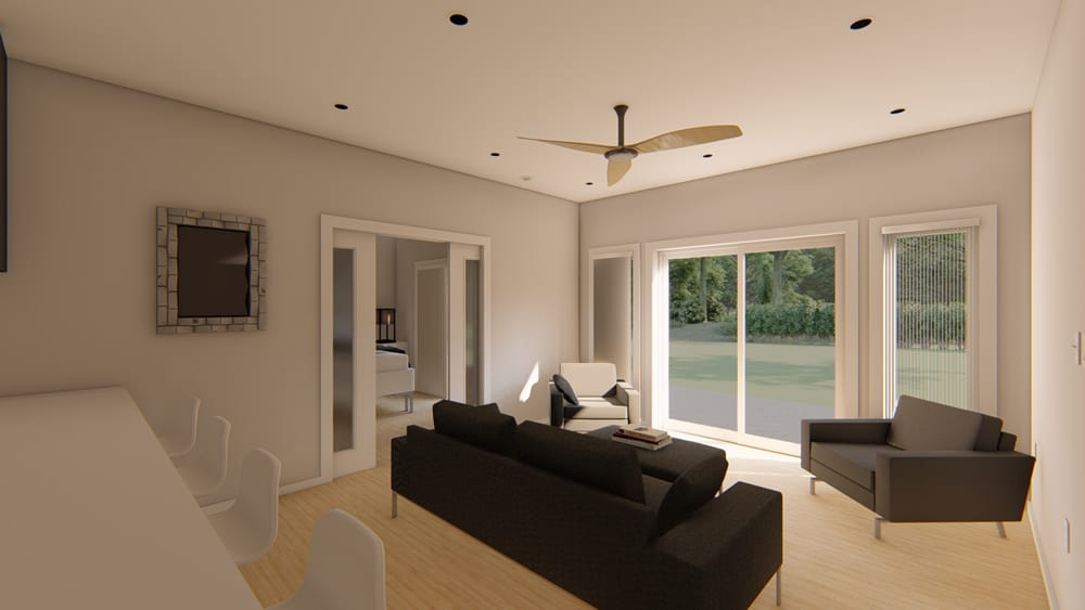 Living Room of this 1-Bedroom, 796 Sq Ft Plan - 177-1045