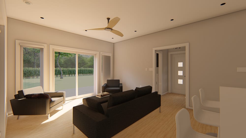 Living Room of this 1-Bedroom, 796 Sq Ft Plan - 177-1045