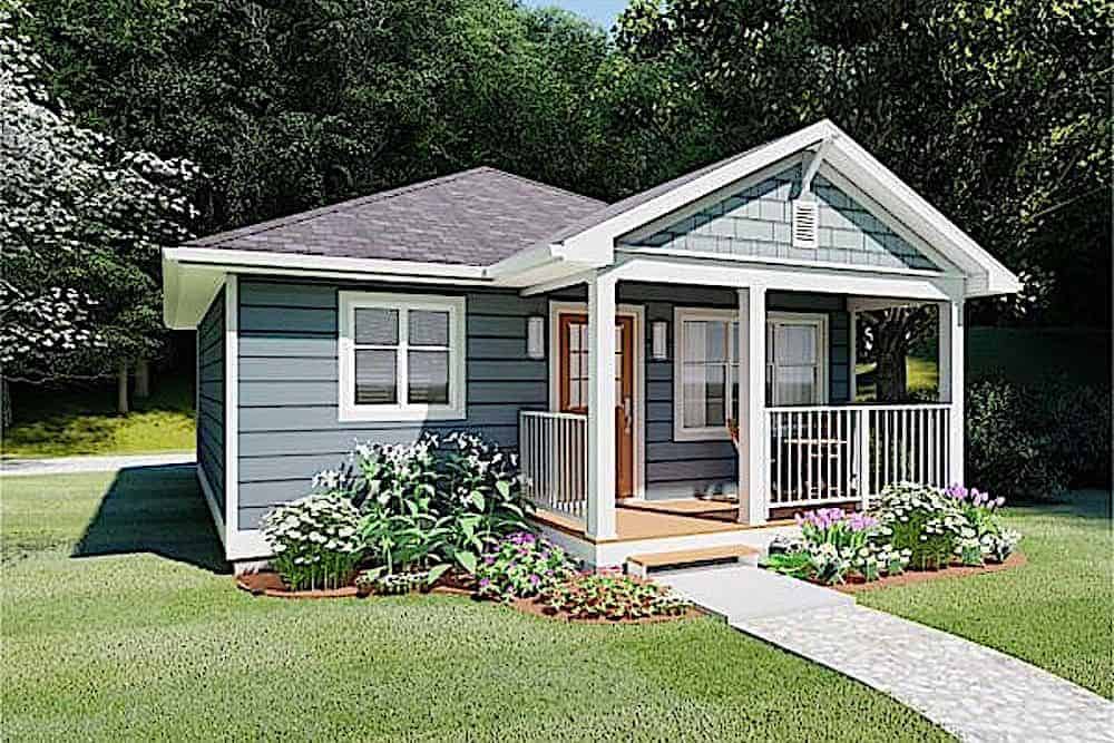 Side View of this 1-Bedroom, 624 Sq Ft Plan - 177-1054