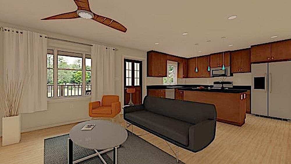 Living Room of this 1-Bedroom, 624 Sq Ft Plan - 177-1054