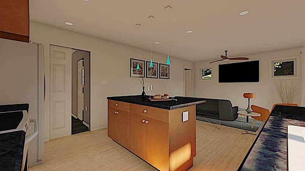 Living Room of this 1-Bedroom, 624 Sq Ft Plan - 177-1054