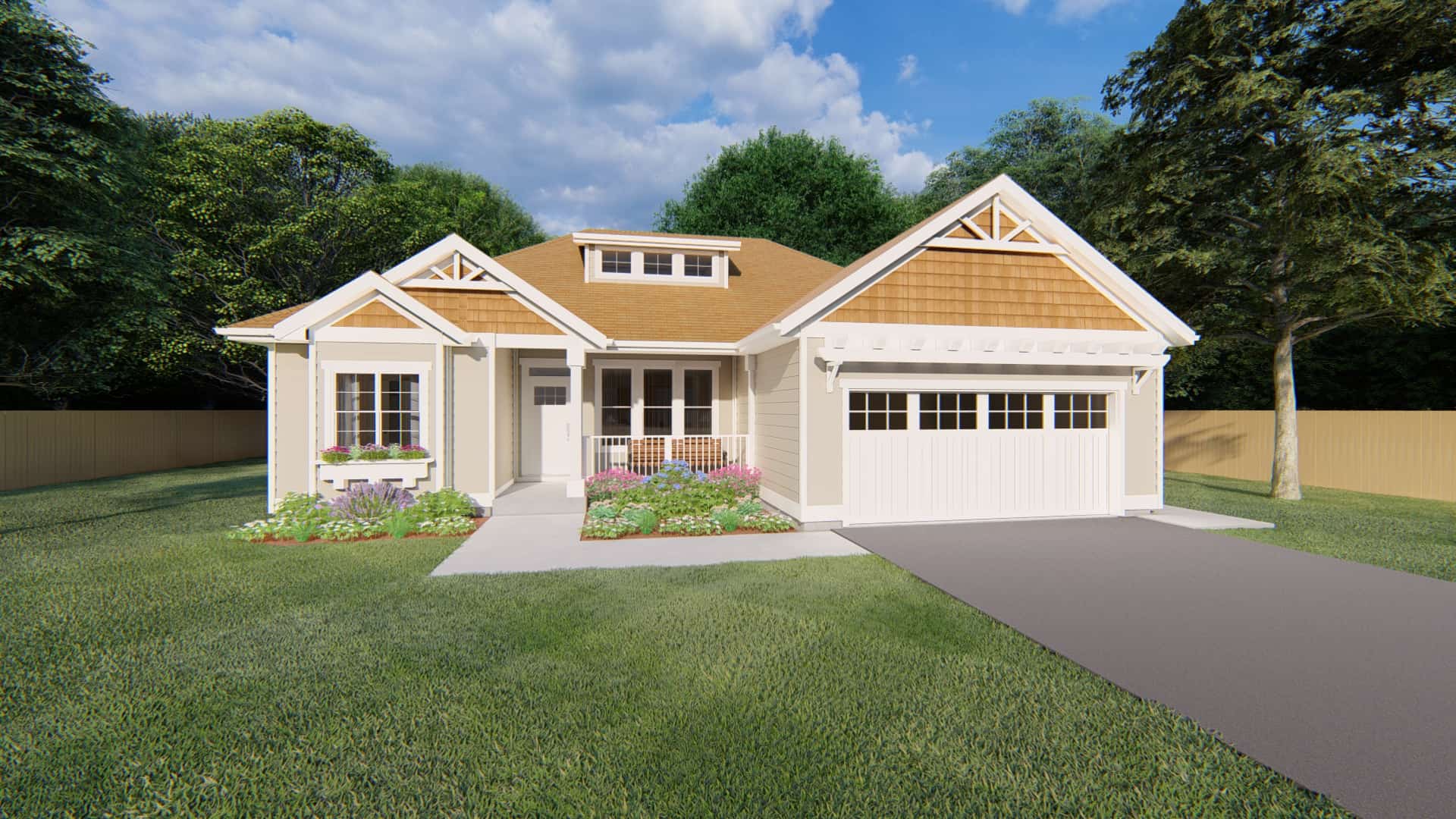 Front View of this 3-Bedroom,1244 Sq Ft Plan -177-1055