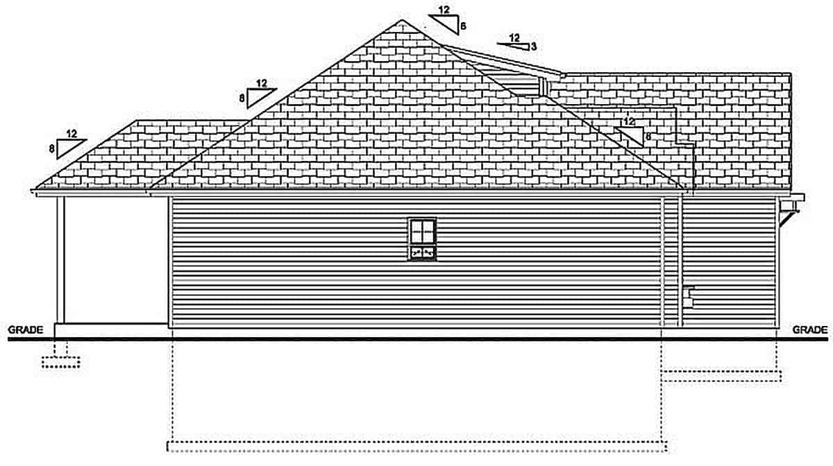 Home Plan Left Elevation of this 3-Bedroom,1244 Sq Ft Plan -177-1055