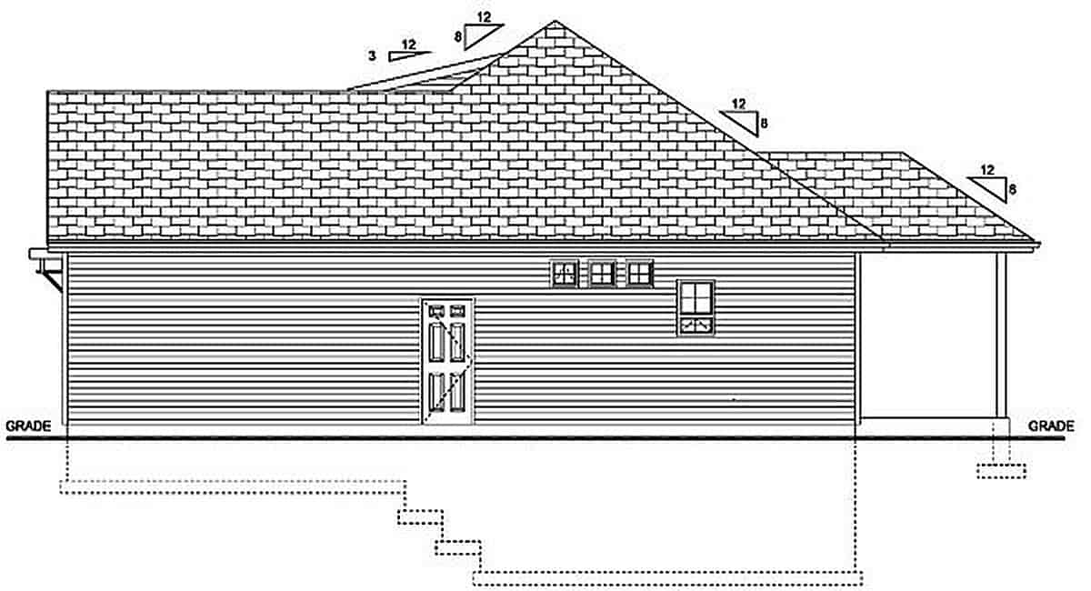 Home Plan Right Elevation of this 3-Bedroom,1244 Sq Ft Plan -177-1055