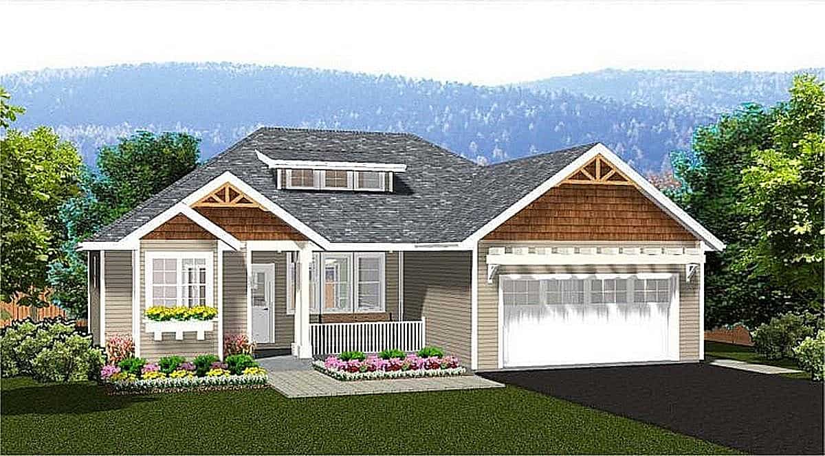 Ranch home (ThePlanCollection: Plan #177-1055)