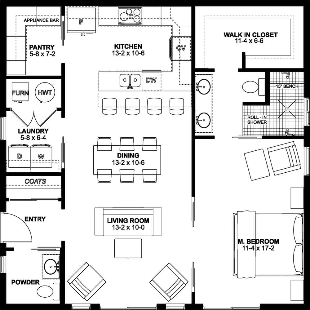 Floor Plan Main Level of In-Law Suite Plan #177-1056
