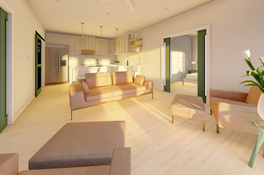 Living Room of this 2-Bedroom,928 Sq Ft Plan -177-1057