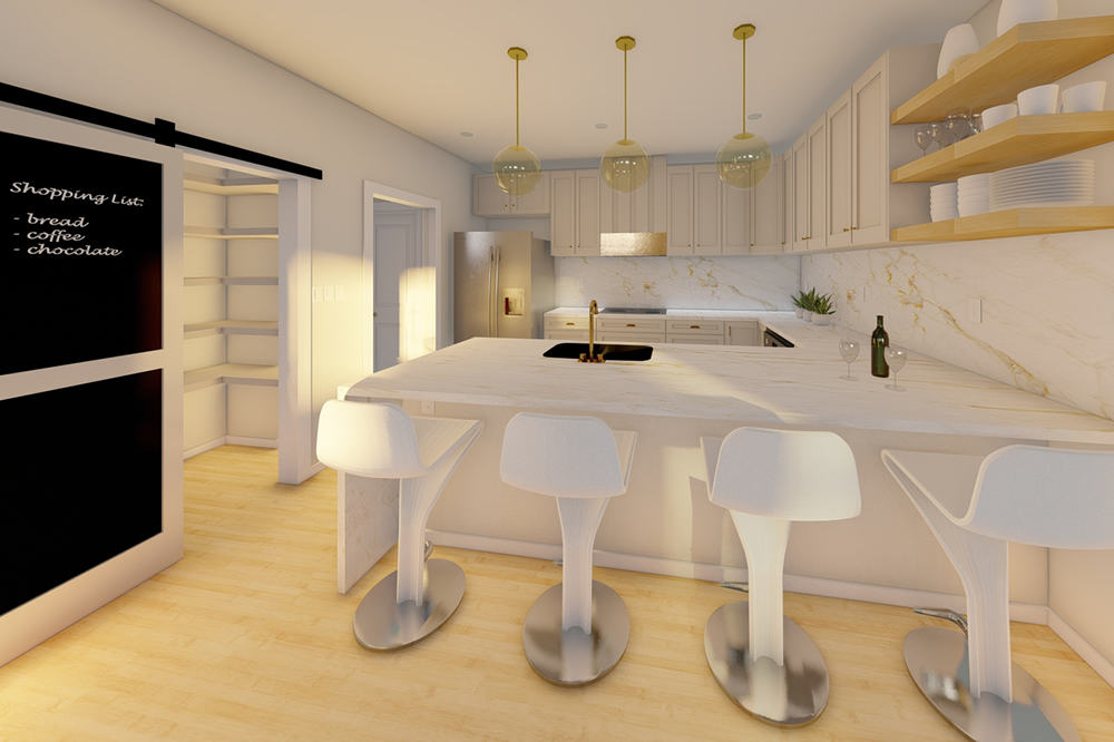 Kitchen: Kitchen Island of this 2-Bedroom,988 Sq Ft Plan -177-1058