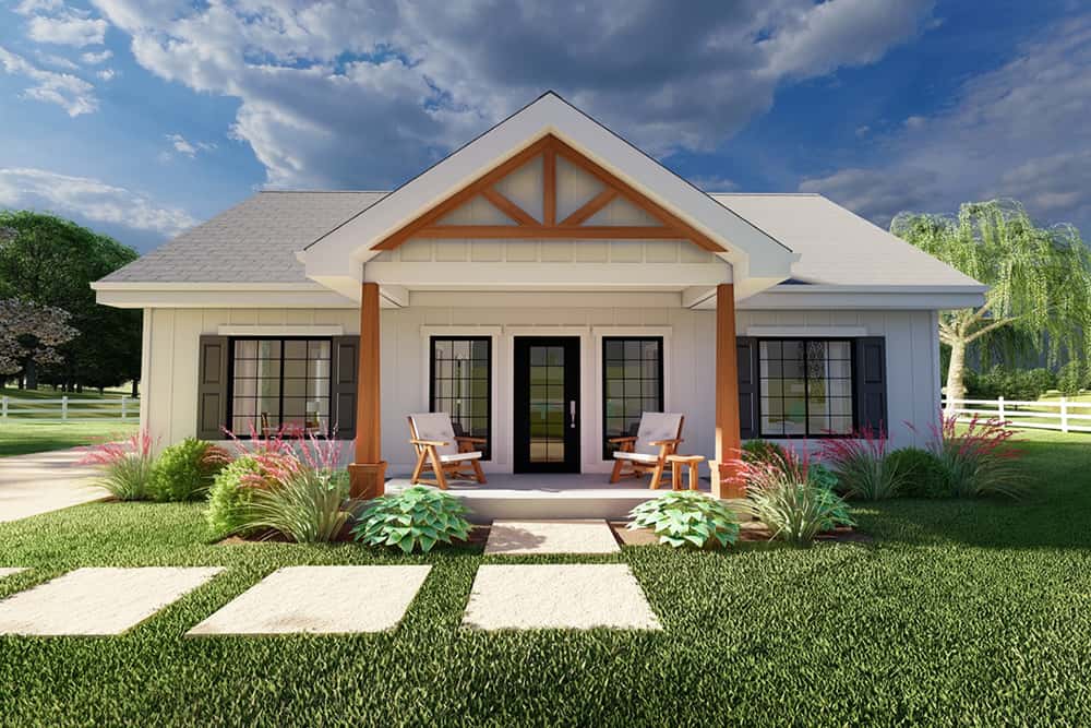 Front elevation of Cottage home (ThePlanCollection: House Plan #177-1058)