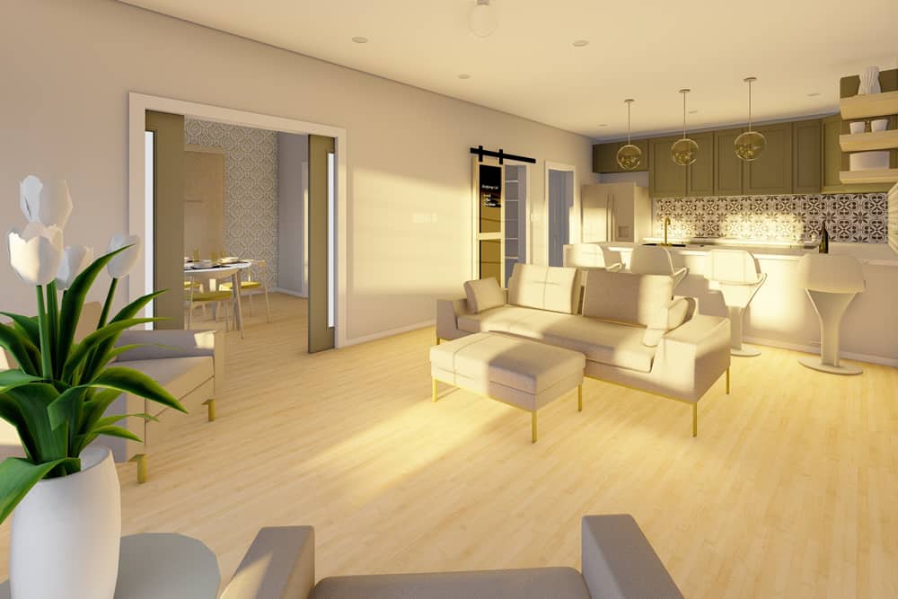 Living Room of this 2-Bedroom,1064 Sq Ft Plan -177-1059