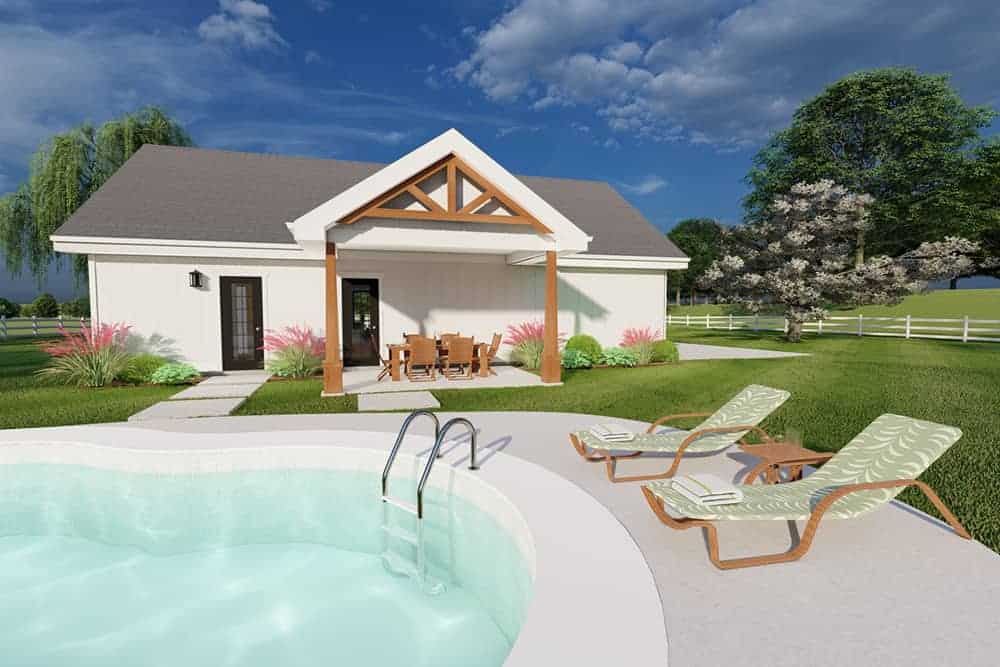 Home Plan Rear Elevation of this 2-Bedroom,1232 Sq Ft Plan -177-1060