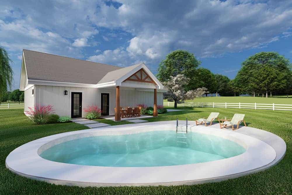Home Plan Rear Elevation of this 2-Bedroom,1232 Sq Ft Plan -177-1060
