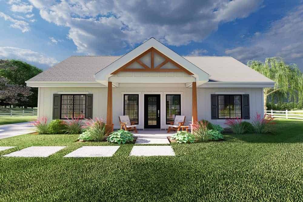 Front elevation of Farmhouse home (ThePlanCollection: House Plan #177-1060)