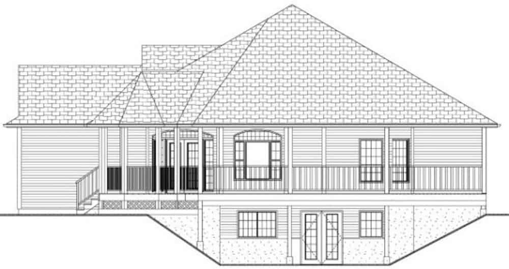 Home Plan Rear Elevation of this 3-Bedroom,1597 Sq Ft Plan -177-1061