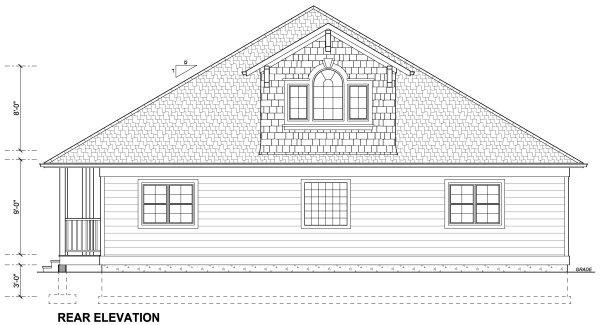 Home Plan Rear Elevation of this 5-Bedroom,1746 Sq Ft Plan -177-1062