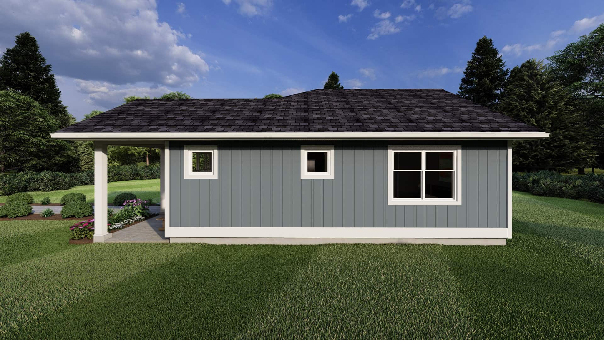 Right Side View of this 1-Bedroom,624 Sq Ft Plan -177-1065