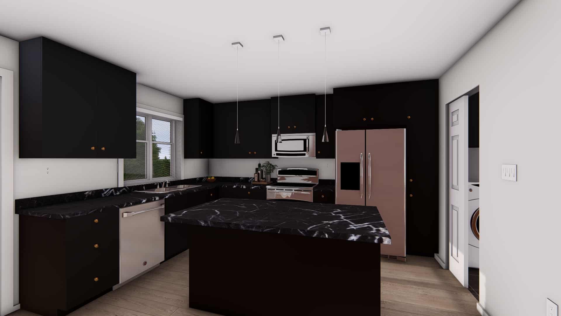 Kitchen: Kitchen Island of this 1-Bedroom,624 Sq Ft Plan -177-1065