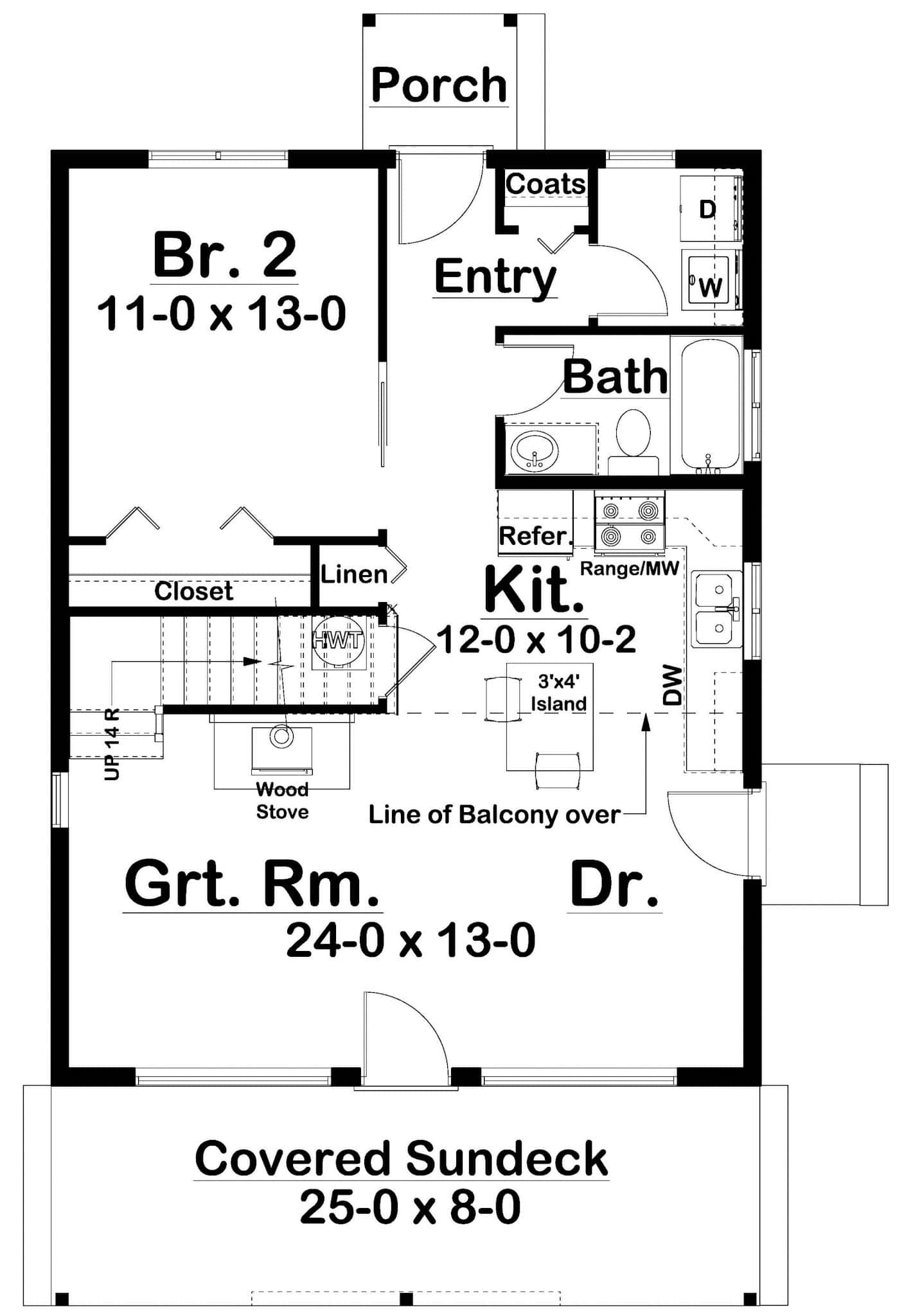 Main Level of A Frame Plan #177-1067