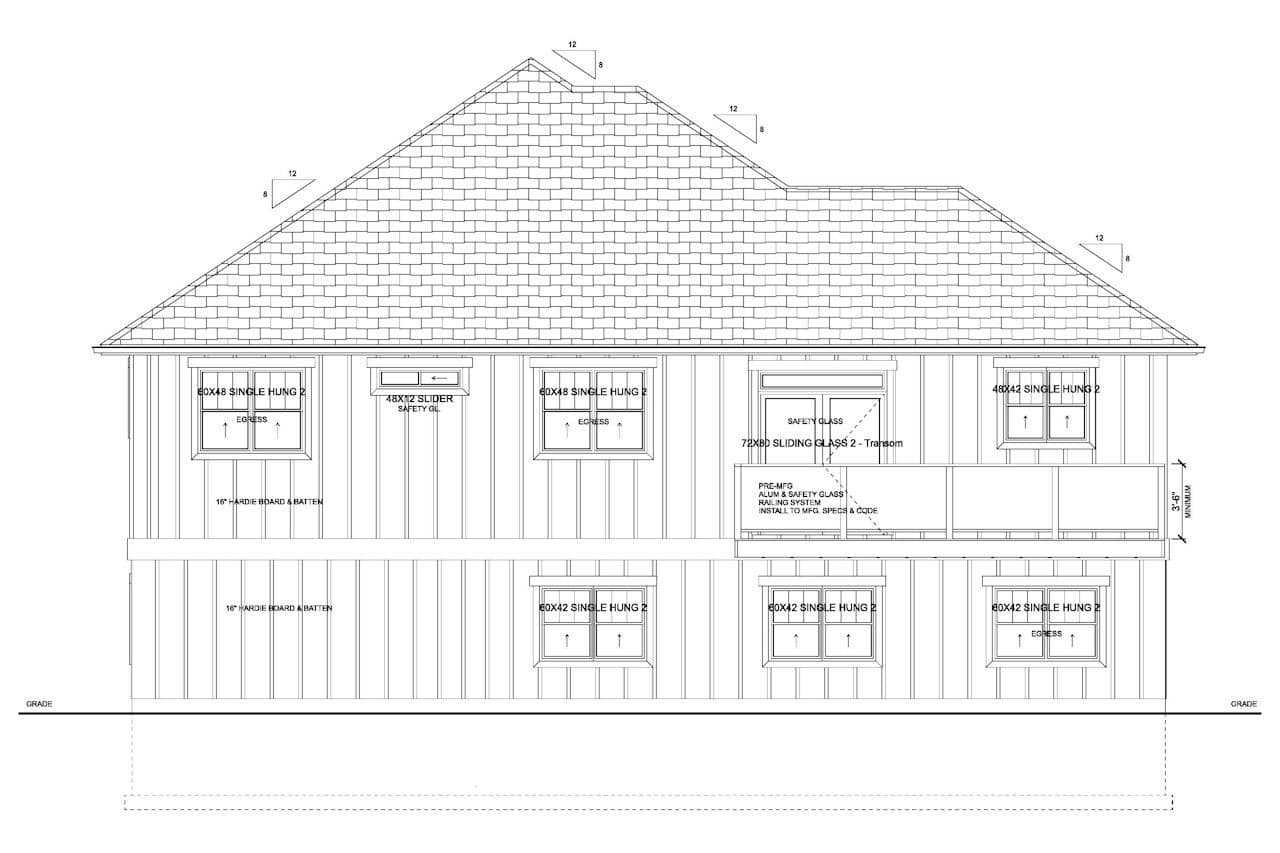 Home Plan Rear Elevation of this 4-Bedroom,2494 Sq Ft Plan -177-1068