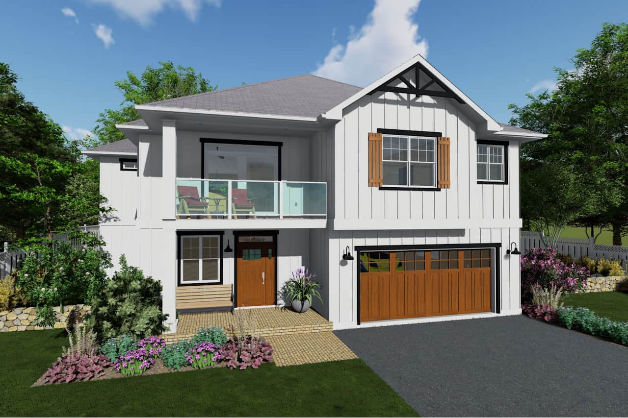 Front elevation of Modern Farmhouse home (ThePlanCollection: House Plan #177-1068)