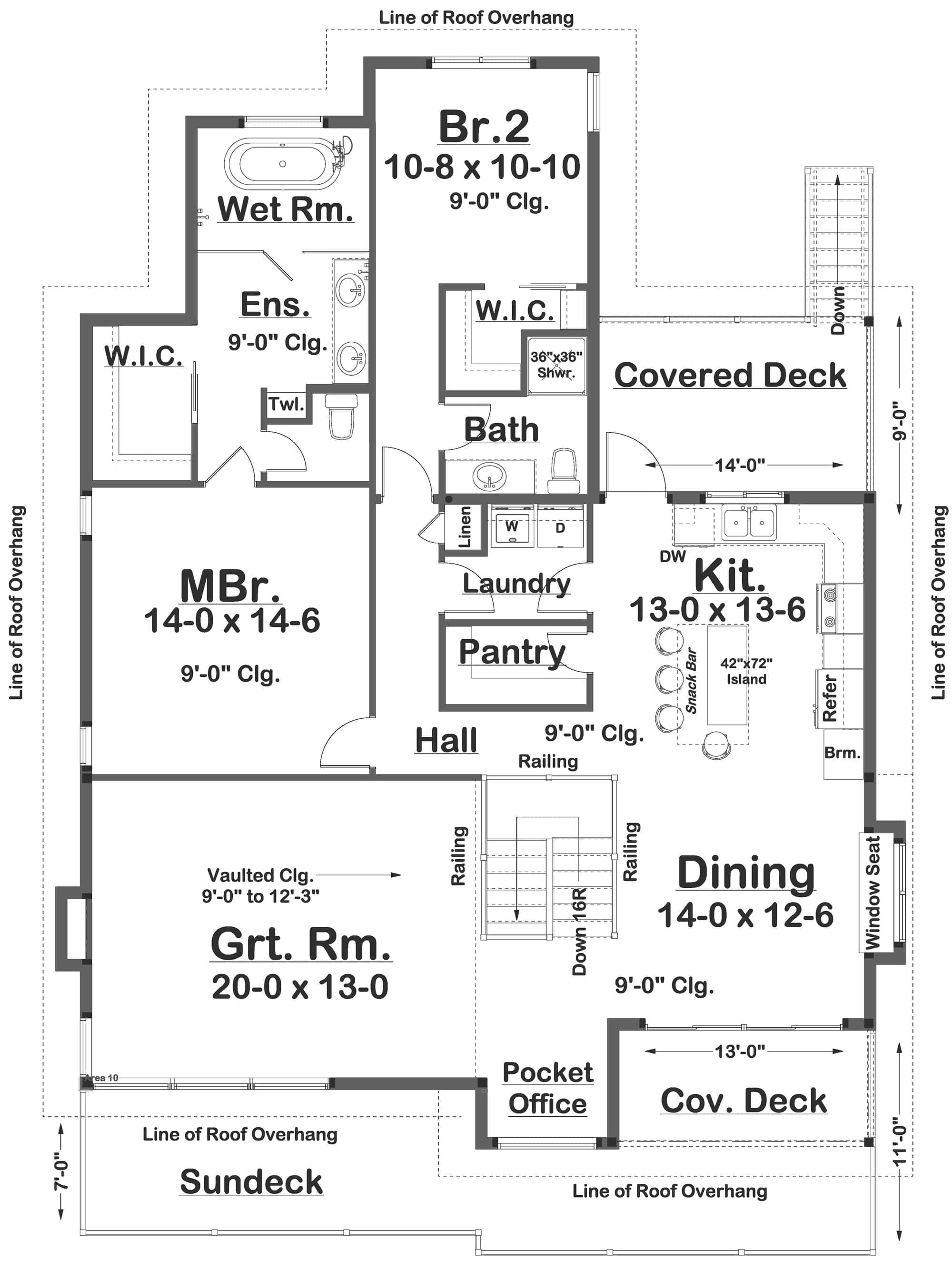 Main Level of Contemporary Plan #177-1069