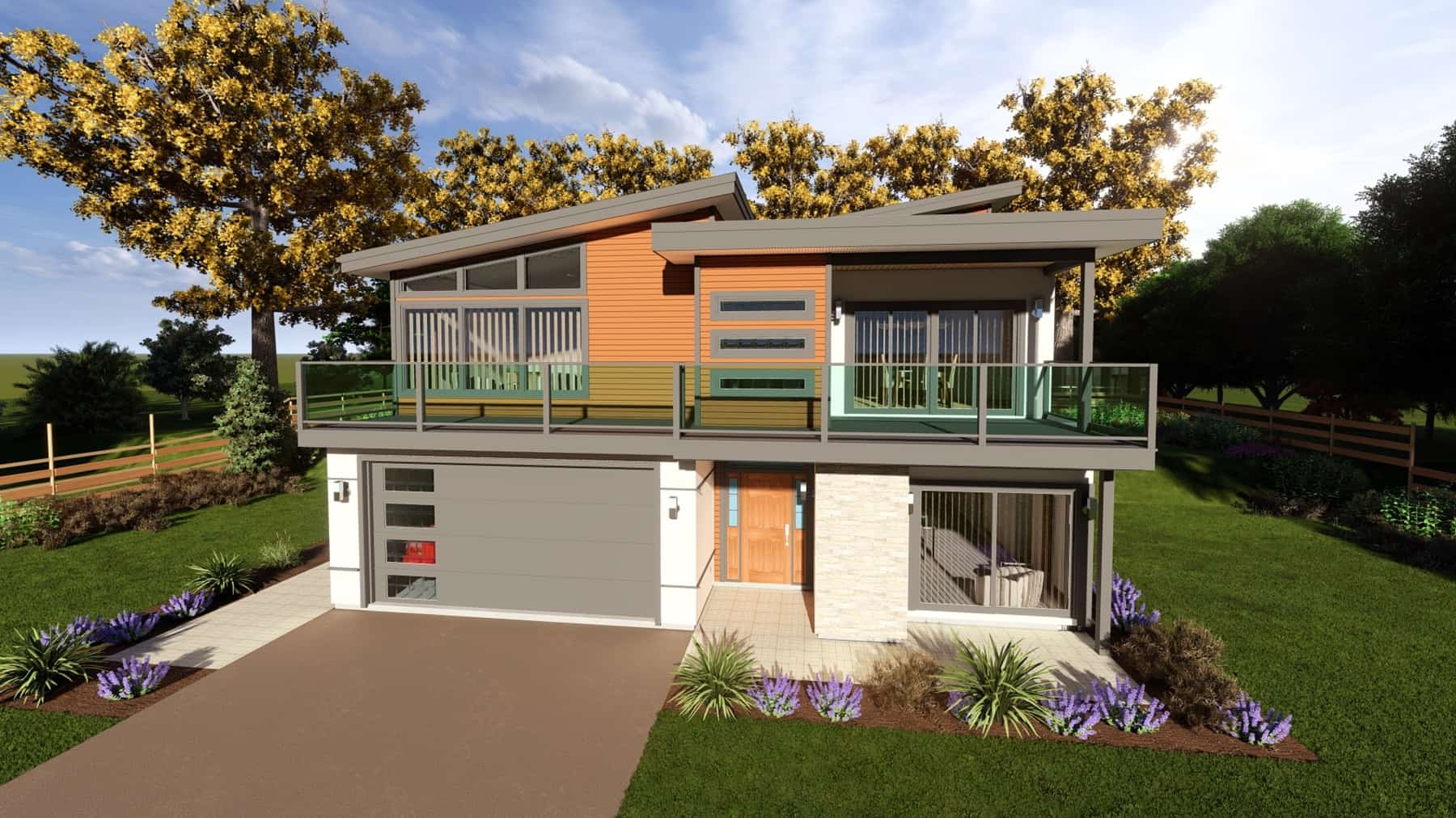 Front elevation of Contemporary home (ThePlanCollection: House Plan #177-1069)