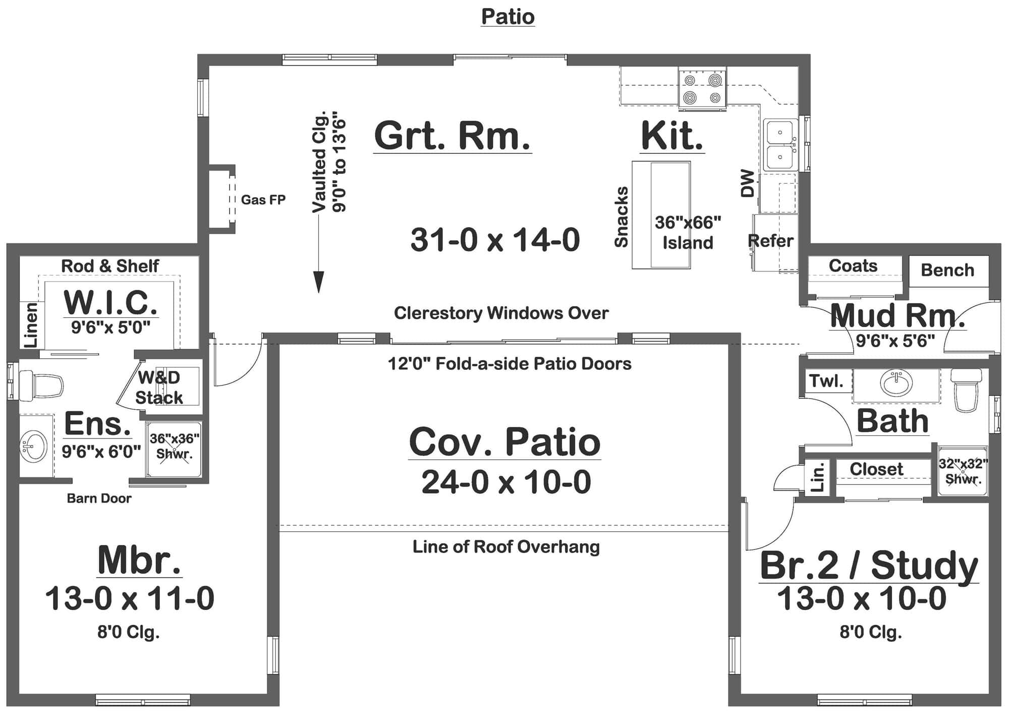 Main Level of Contemporary Plan #177-1070