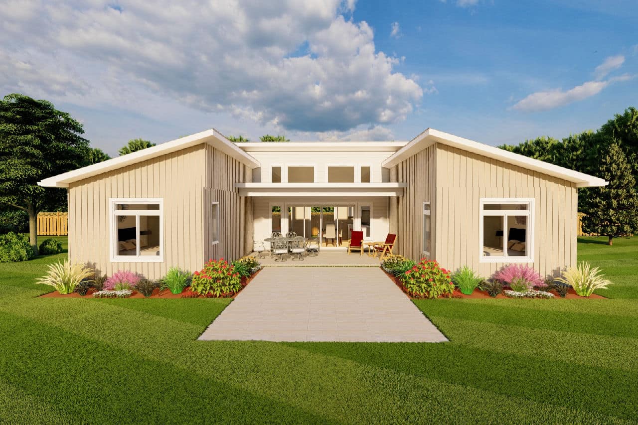 Front elevation of Contemporary home (ThePlanCollection: House Plan #177-1070)