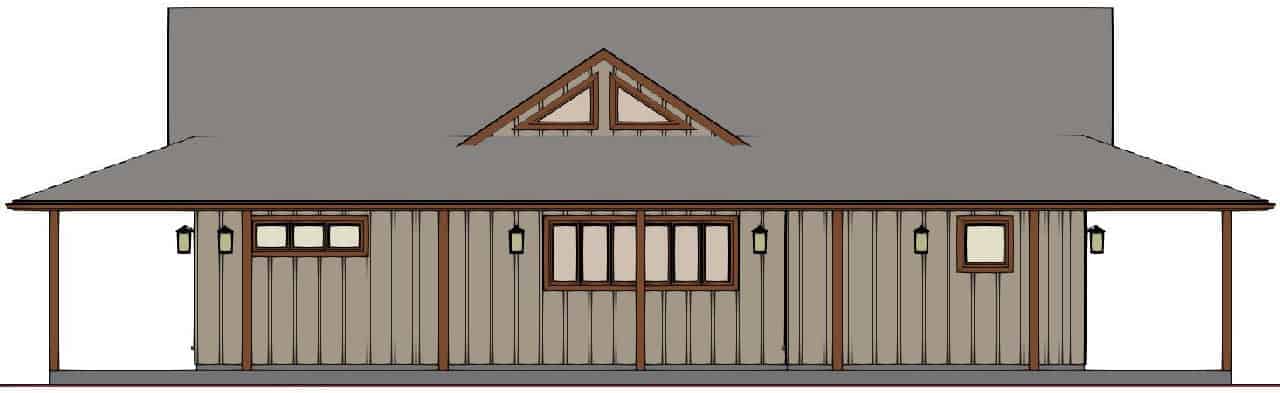 Home Plan Rear Elevation of this 3-Bedroom,1644 Sq Ft Plan -177-1072