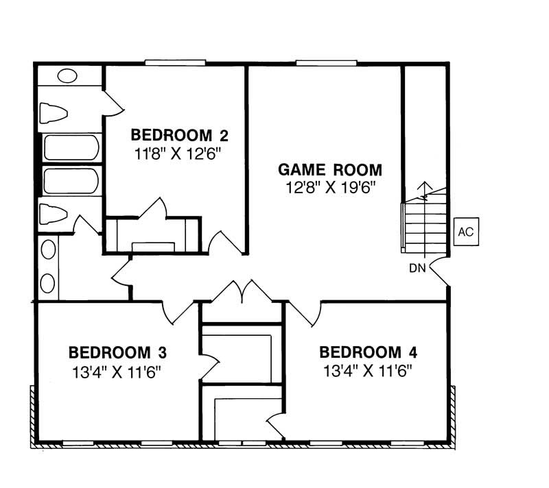 Floor Plan Second Story of European Plan #178-1000