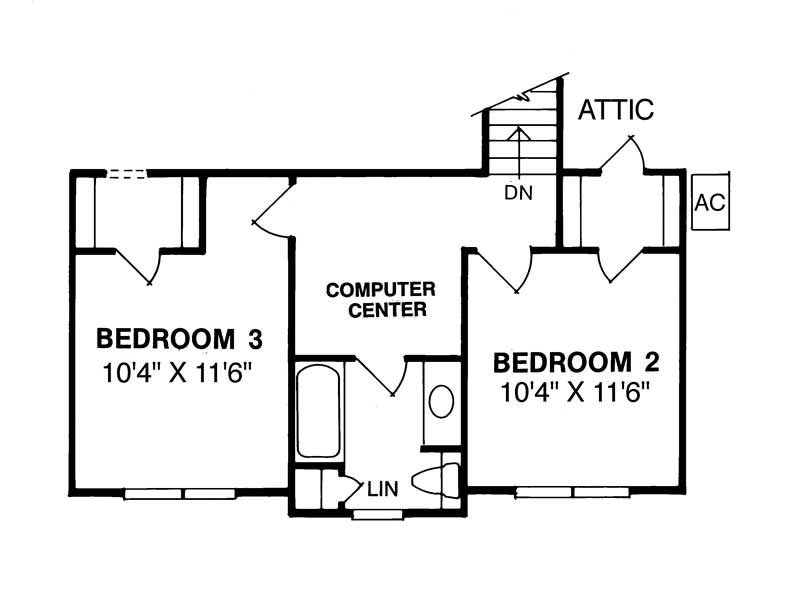 Floor Plan Second Story of Country Plan #178-1004