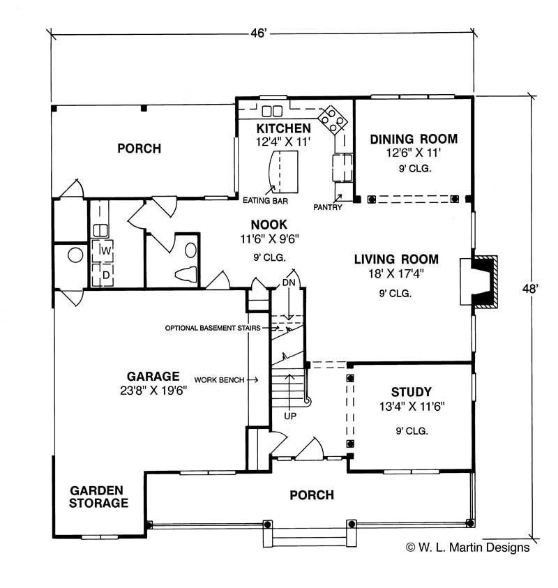 Floor Plan First Story of Country Plan #178-1005