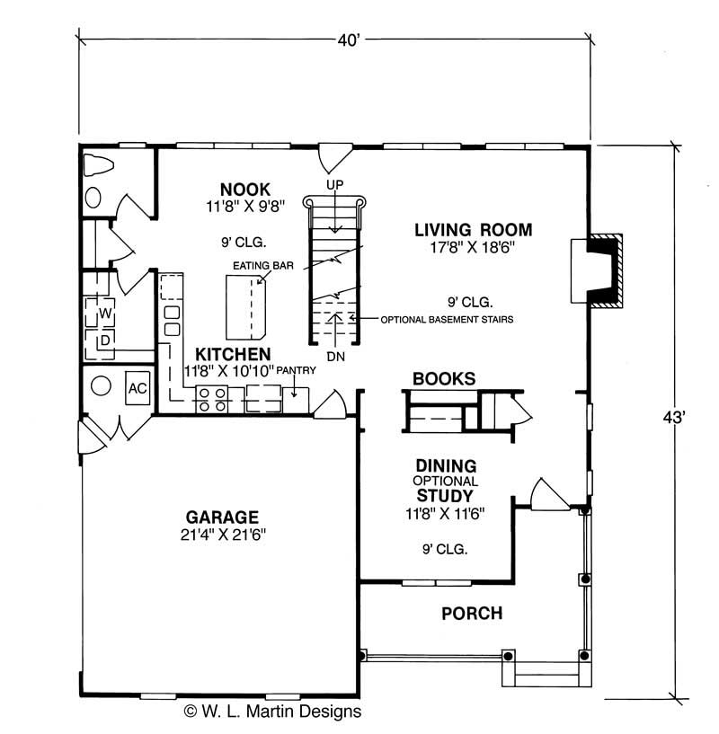 Floor Plan First Story of Country Plan #178-1006