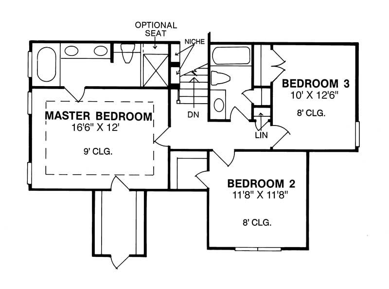 Floor Plan Second Story of Country Plan #178-1006
