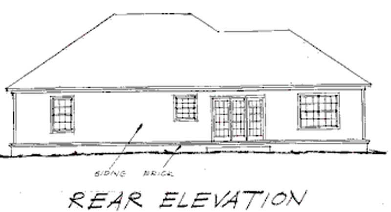 Home Plan Rear Elevation of this 3-Bedroom,1359 Sq Ft Plan -178-1008