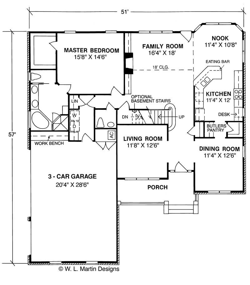 Floor Plan First Story of Ranch Plan #178-1009